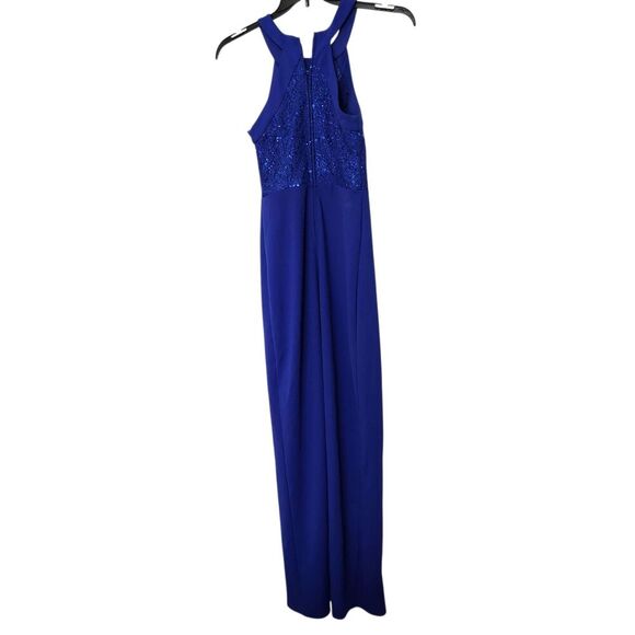 Speechless Maxi Dress Size 3 Blue Royal Color Sleeveless Sequins Open Leg - Picture 5 of 15